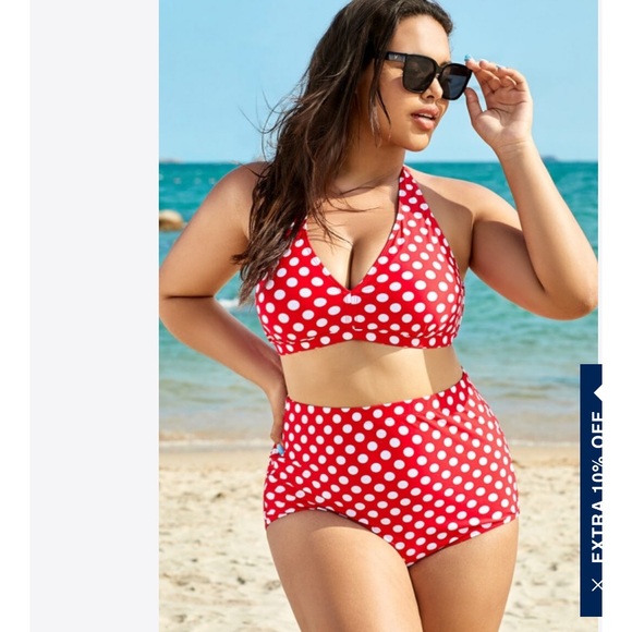 Swimsuits For All Other - Swimsuits for All Diva Retro Halter High Waist Bikini Pin Up Polka Dot Swimsuit